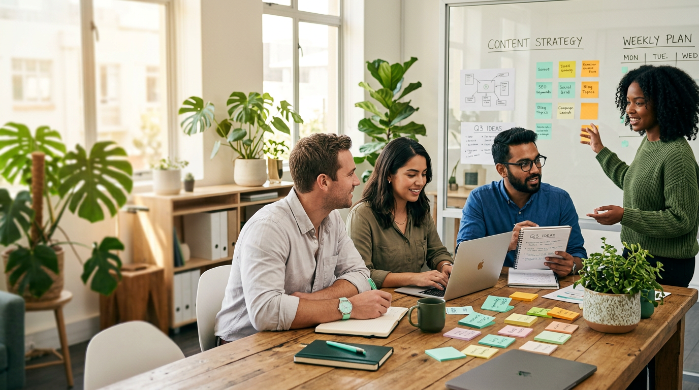Marketing team planning a content strategy together